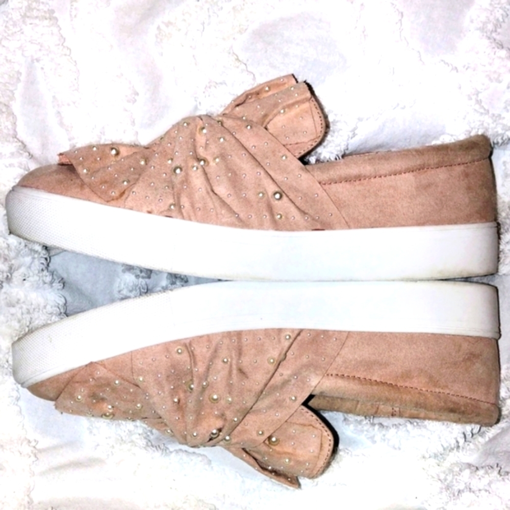 MIA Dusty Pink pearl slip on Sneakers shoes 7.5